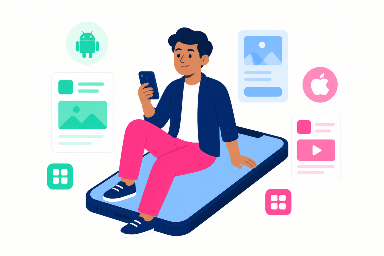 Cartoon: Android and iOS app development